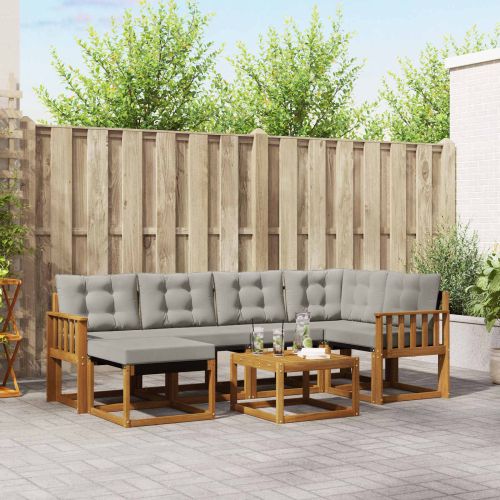 Комплект дивани за открито 7 pcs Естествено и светло сиво