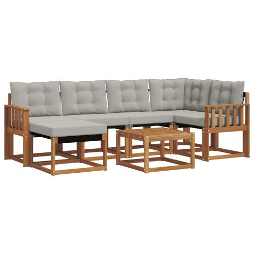 Комплект дивани за открито 7 pcs Естествено и светло сиво