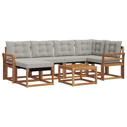 Комплект дивани за открито 7 pcs Естествено и светло сиво