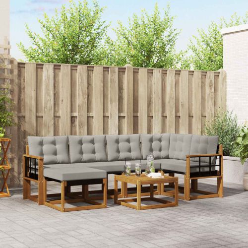 Комплект дивани за открито 7 pcs Естествено и светло сиво