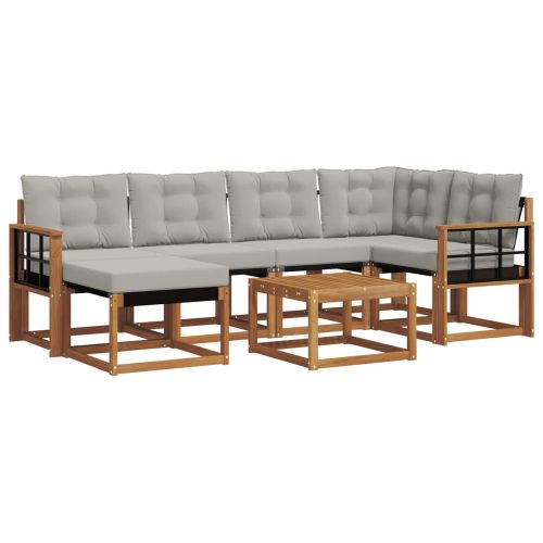 Комплект дивани за открито 7 pcs Естествено и светло сиво