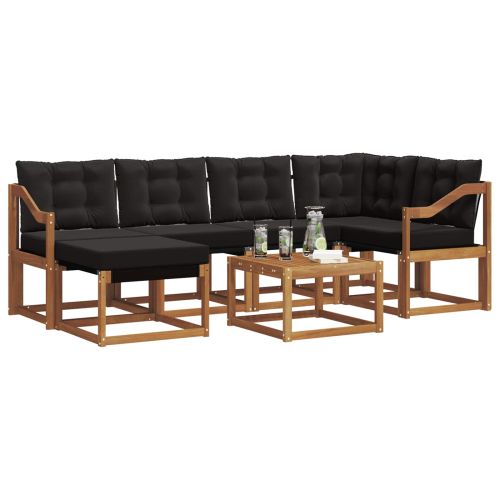 Комплект дивани за открито 7 pcs Естествено и черно