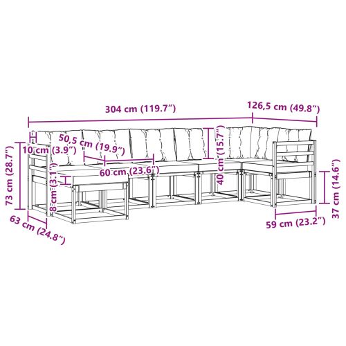 Комплект дивани за открито 7 pcs Натурален и Крема