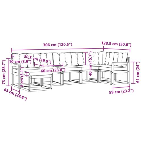 Комплект дивани за открито 7 pcs Натурален и Крема