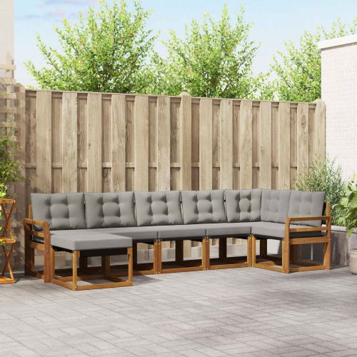 Комплект дивани за открито 7 pcs Естествено и светло сиво