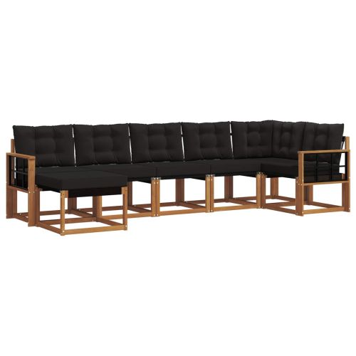 Комплект дивани за открито 7 pcs Естествено и черно