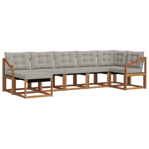 Комплект дивани за открито 7 pcs Естествено и светло сиво