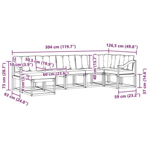 Комплект дивани за открито 7 pcs Естествено и черно