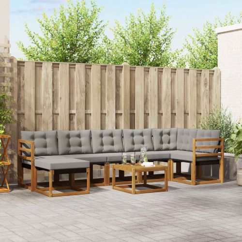 Комплект дивани за открито 8 pcs Естествено и светло сиво