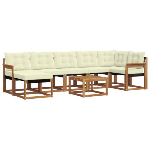 Комплект дивани за открито 8 pcs Натурален и Крема