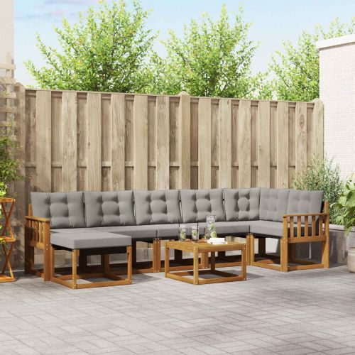 Комплект дивани за открито 8 pcs Естествено и светло сиво