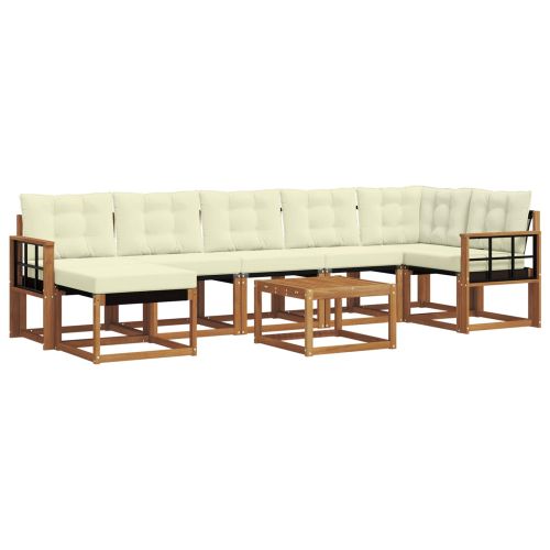 Комплект дивани за открито 8 pcs Натурален и Крема
