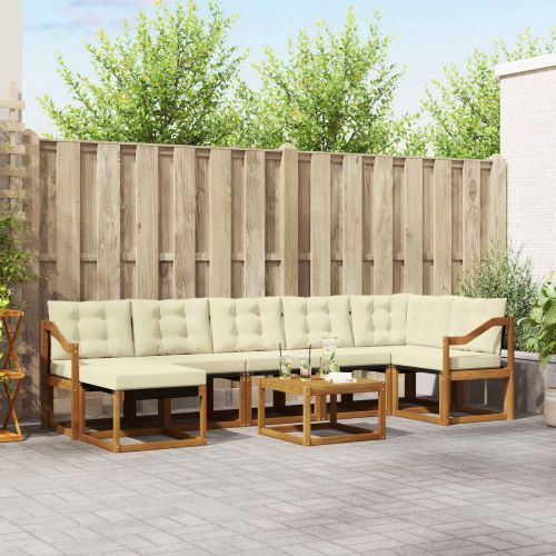 Комплект дивани за открито 8 pcs Натурален и Крема