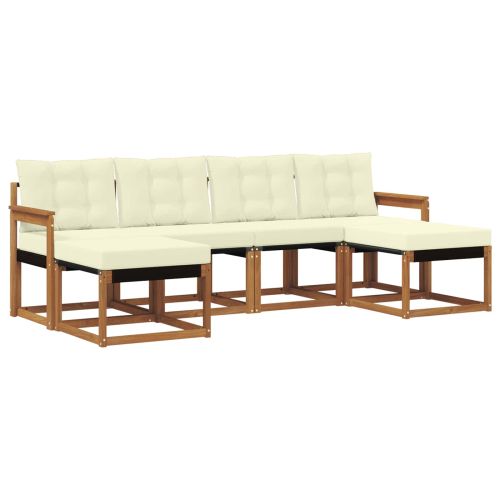 Комплект дивани за открито 6 pcs Натурален и Крема
