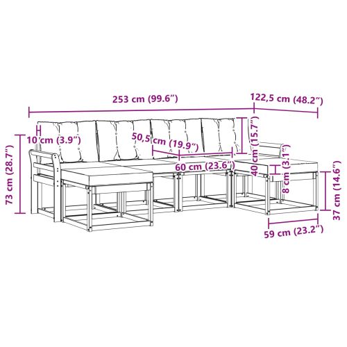 Комплект дивани за открито 6 pcs Натурален и Крема