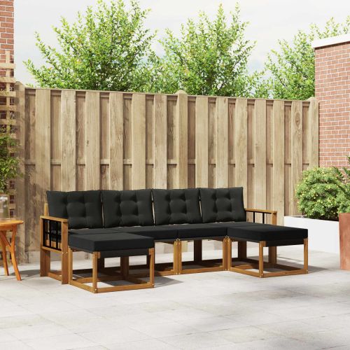 Комплект дивани за открито 6 pcs Естествено и черно