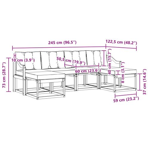 Комплект дивани за открито 6 pcs Натурален и Крема