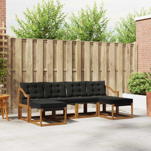 Комплект дивани за открито 6 pcs Естествено и черно