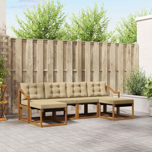 Комплект дивани за открито 6 pcs Натурален и Бежов