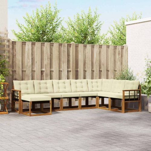 Комплект дивани за открито 8 pcs Натурален и Крема
