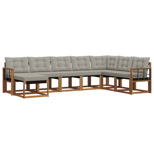 Комплект дивани за открито 8 pcs Естествено и светло сиво