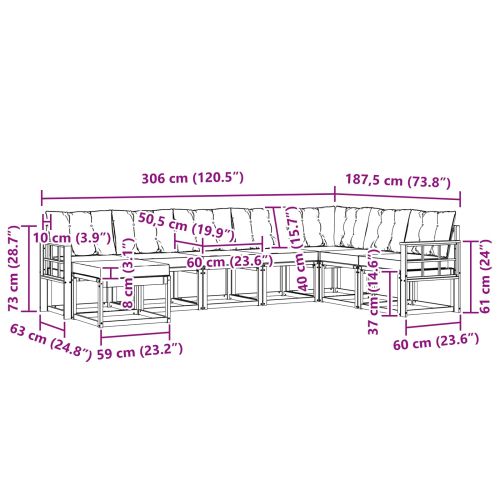 Комплект дивани за открито 8 pcs Естествено и черно