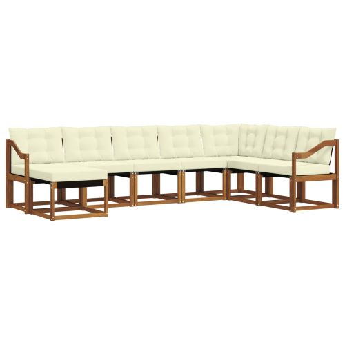 Комплект дивани за открито 8 pcs Натурален и Крема