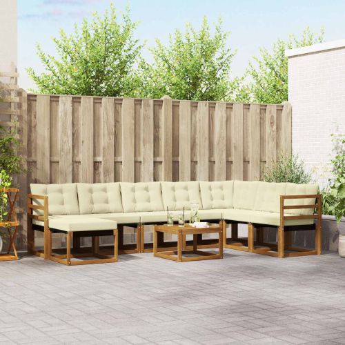 Комплект дивани за открито 9 pcs Натурален и Крема