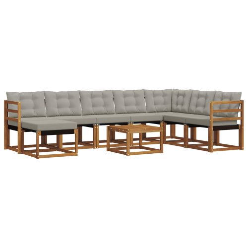 Комплект дивани за открито 9 pcs Естествено и светло сиво