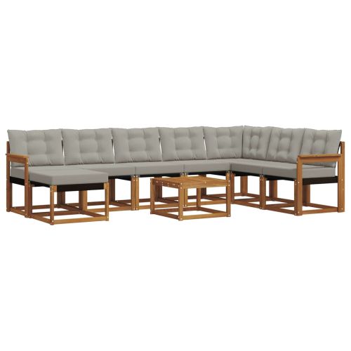 Комплект дивани за открито 9 pcs Естествено и светло сиво