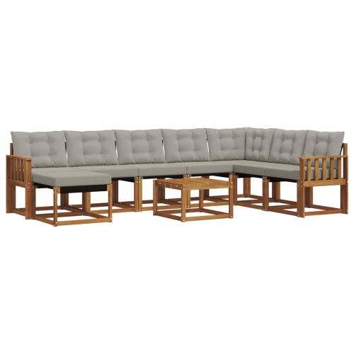 Комплект дивани за открито 9 pcs Естествено и светло сиво