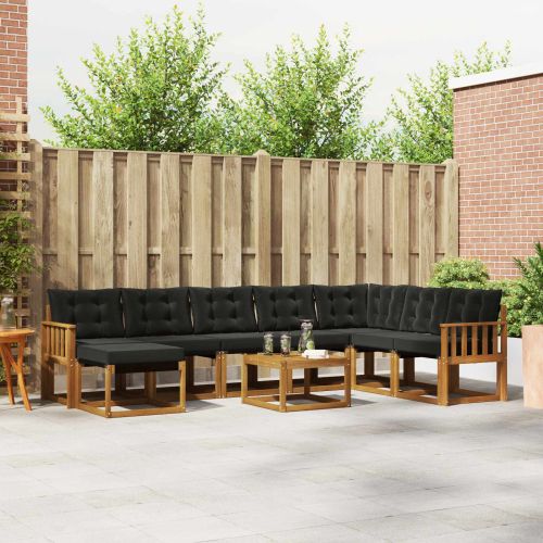 Комплект дивани за открито 9 pcs Естествено и черно