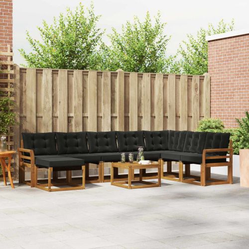 Комплект дивани за открито 9 pcs Естествено и черно