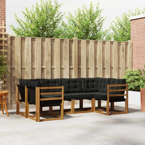 Комплект дивани за открито 6 pcs Естествено и черно