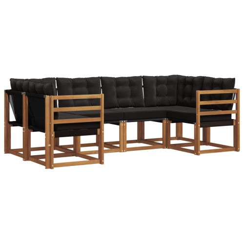 Комплект дивани за открито 6 pcs Естествено и черно