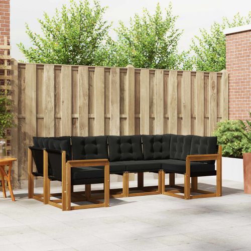 Комплект дивани за открито 6 pcs Естествено и черно