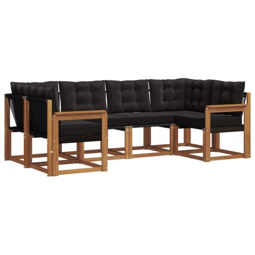 Комплект дивани за открито 6 pcs Естествено и черно