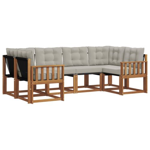 Комплект дивани за открито 6 pcs Естествено и светло сиво