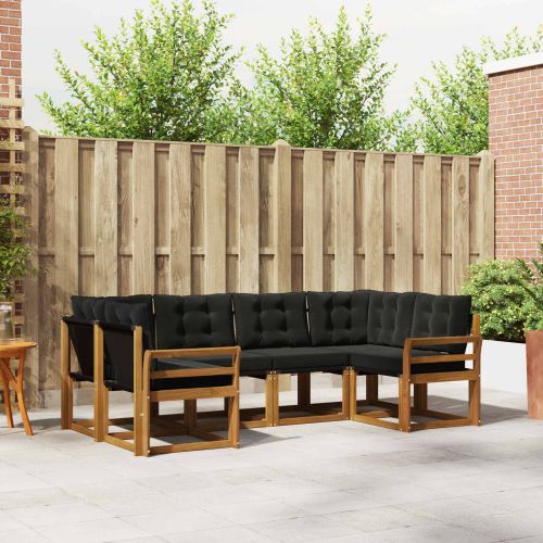 Комплект дивани за открито 6 pcs Естествено и черно