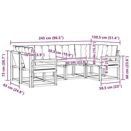 Комплект дивани за открито 6 pcs Естествено и черно