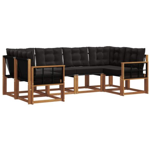 Комплект дивани за открито 6 pcs Естествено и черно