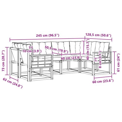 Комплект дивани за открито 6 pcs Естествено и черно