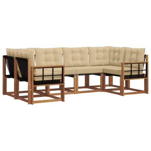 Комплект дивани за открито 6 pcs Натурален и Бежов