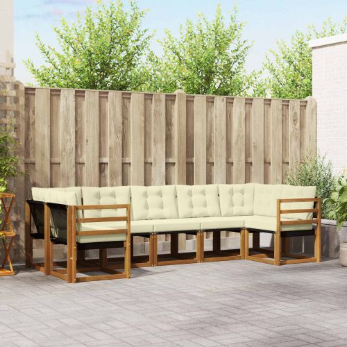 Комплект дивани за открито 7 pcs Натурален и Крема