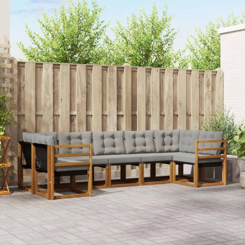 Комплект дивани за открито 7 pcs Естествено и светло сиво