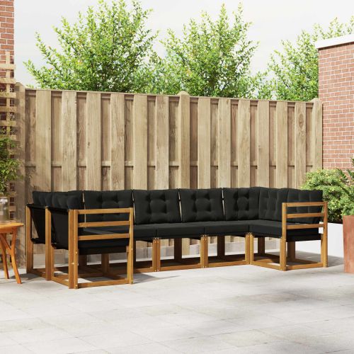 Комплект дивани за открито 7 pcs Естествено и черно