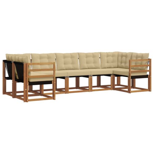 Комплект дивани за открито 7 pcs Натурален и Бежов