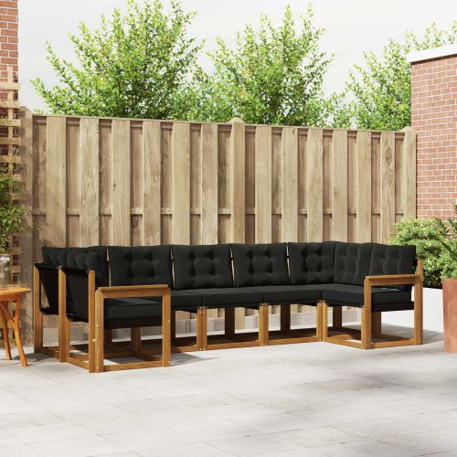 Комплект дивани за открито 7 pcs Естествено и черно