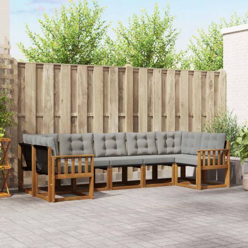 Комплект дивани за открито 7 pcs Естествено и светло сиво