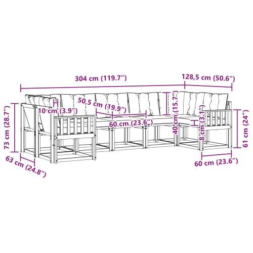 Комплект дивани за открито 7 pcs Натурален и Бежов